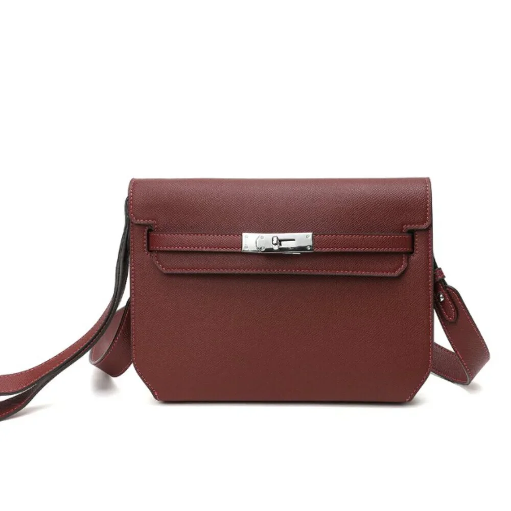 TIFFANY & FRED PARIS SAFFIANO LEATHER TWO-WAY MESSENGER BAG BURGUNDY - Picture 1 of 5